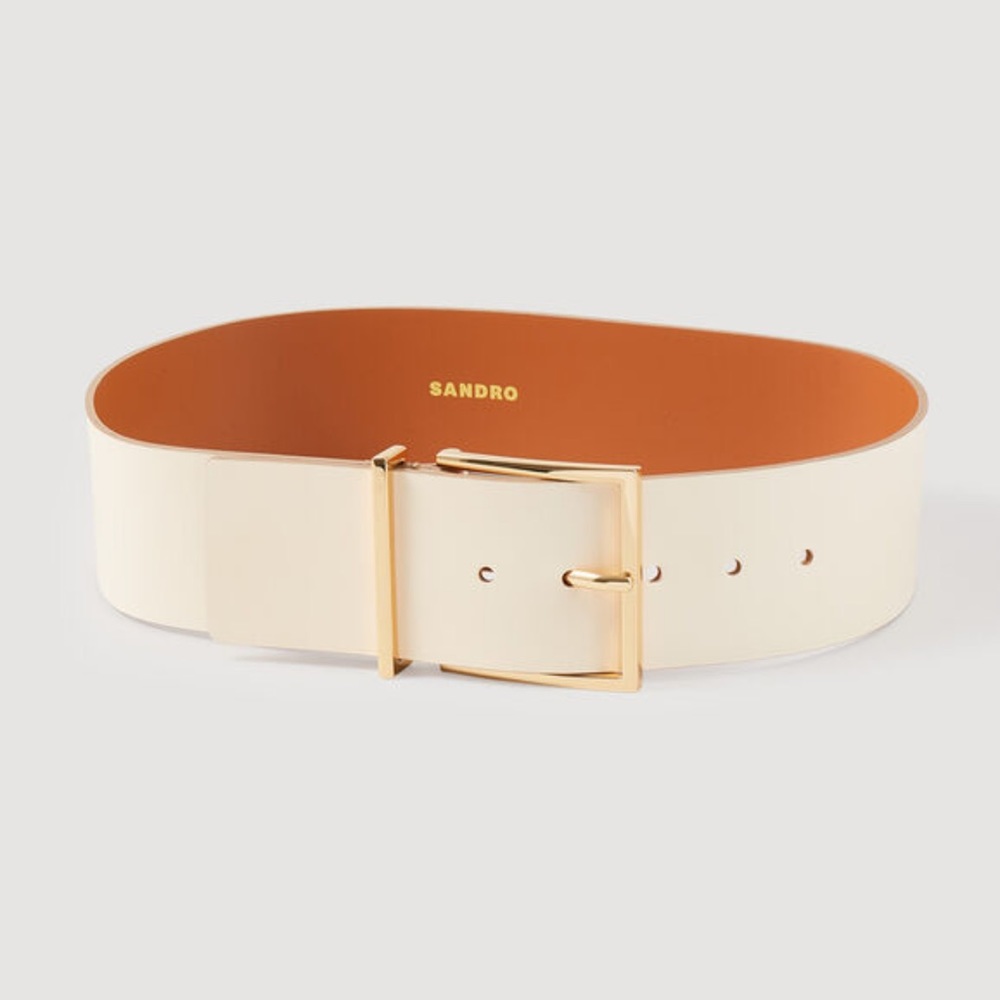 Sandro Wide Smooth Leather Belt NWT